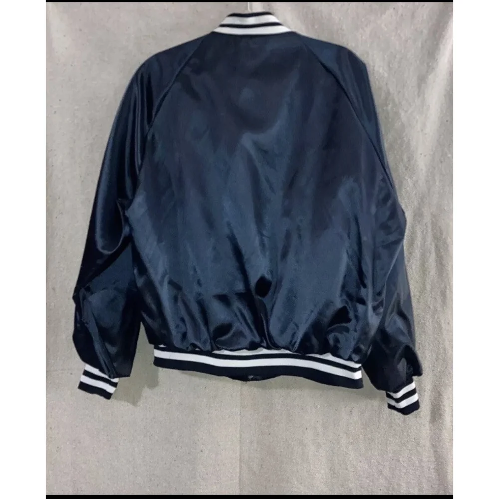 Vintage First of America Bank Banker Satin Jacket Bomber Blue Dunbrooke Men’s XL